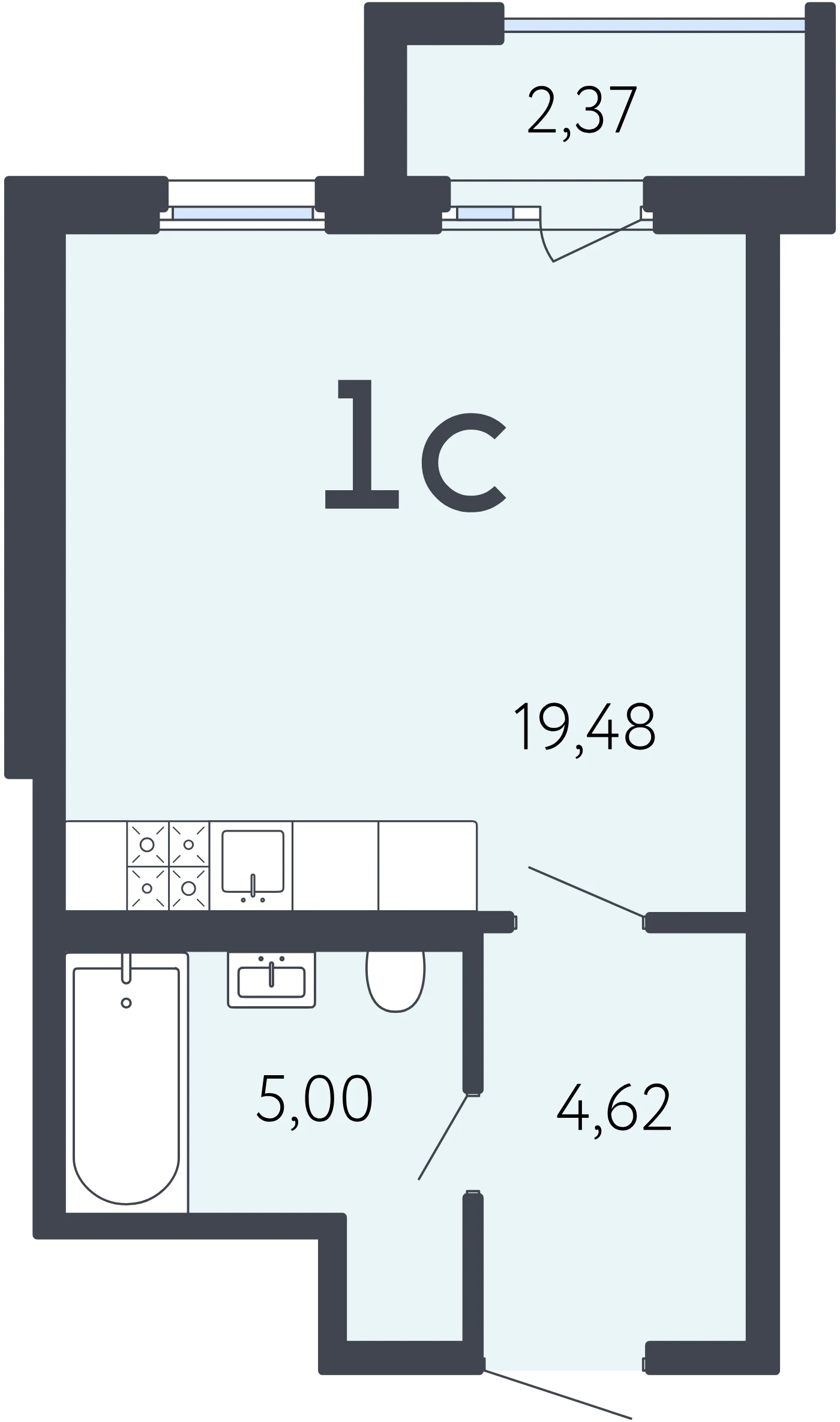 Планировка студия 29,8 м² в ЖК «17 линия» — ЖК «17 линия»