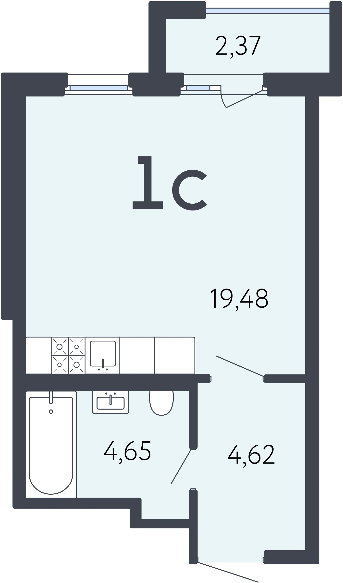 Планировка студия 29,5 м² в ЖК «17 линия» — ЖК «17 линия»